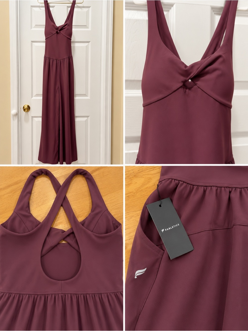 Fabletics Wine Twist-Front Maxi Romper